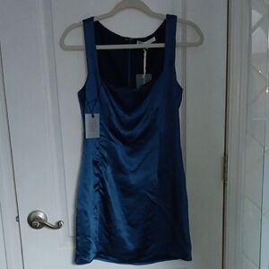 Chic Blue Satin Mini Dress